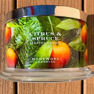 🆕CITRUS AND SPRUCE HARRY SLATKIN HOMEWORX 4 WICK, 18oz CANDLE NWTS!